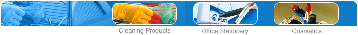 Cleaning Products, Office Stationery, Cosmetics